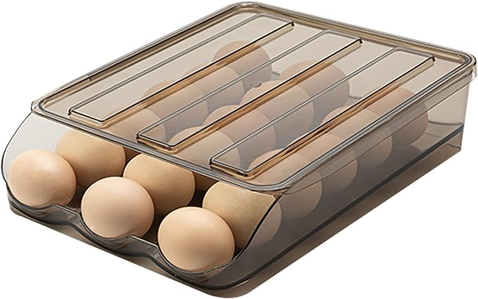 Egg Holder for Refrigerator Auto Scrolling Organizer Plastic Stackable Storage by memeyou