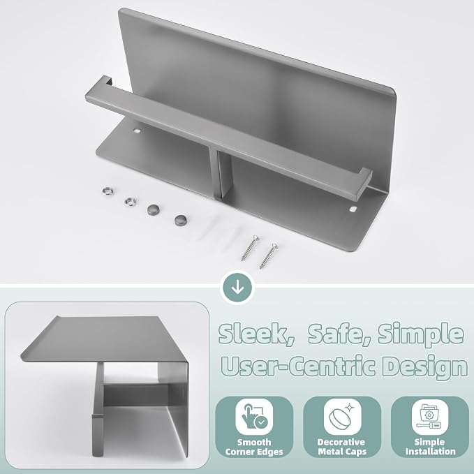 APLusee Gunmetal Gray Double Toilet Paper Holder - Image 7