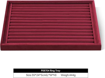 Velvet Ring Display Tray, Stackable Muilt Slot Rings Ear Stud Storage Tray - Image 2