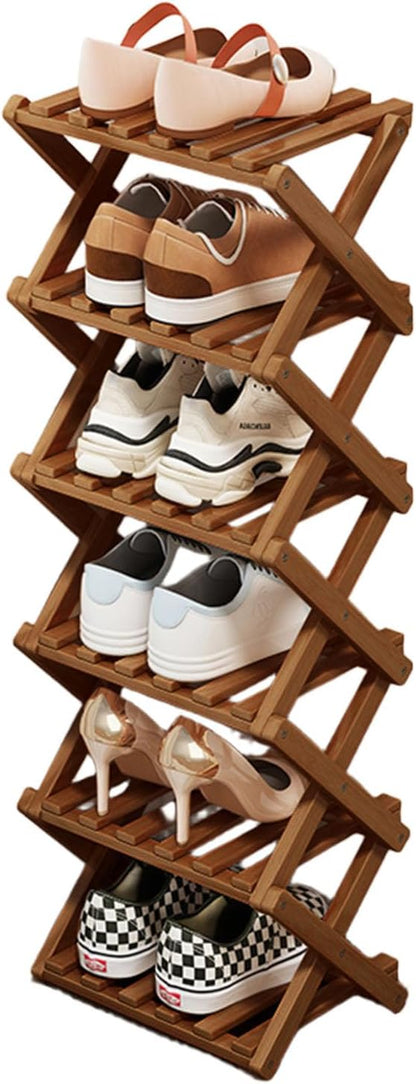 Comeon Bamboo Shoe Rack, Foldable Vertical Shoe Rack by Comeon