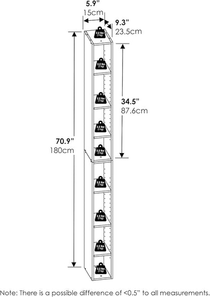 Furinno Fulda Book Shelf, 8-Tier Bookshelf, Bookcase - Image 3