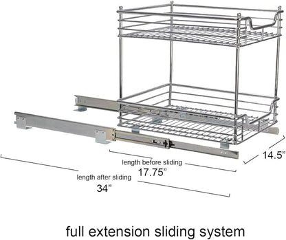 Household Essentials Chromed Steel 2-Tier Artisan Pull-Out Organizer - Image 5