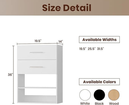 ROOMTEC 19.5" 2 Drawer Short Tower Closet Unit, Modular Closet System - Image 2