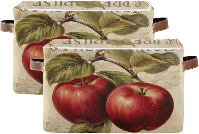 Vintage Apples Foldable Storage Basket by LLCxigua