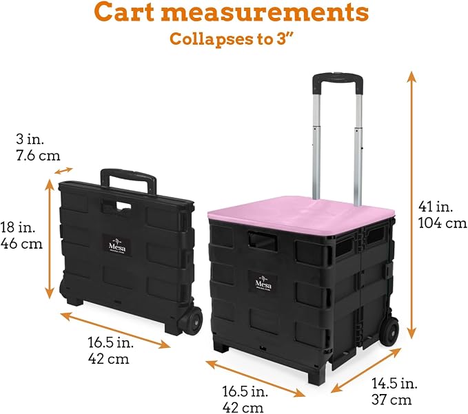 Collapsible Ultra-Slim Pack-N-Roll, 2 Wheel Utility Cart w/Lid Used as Seat up - Image 5