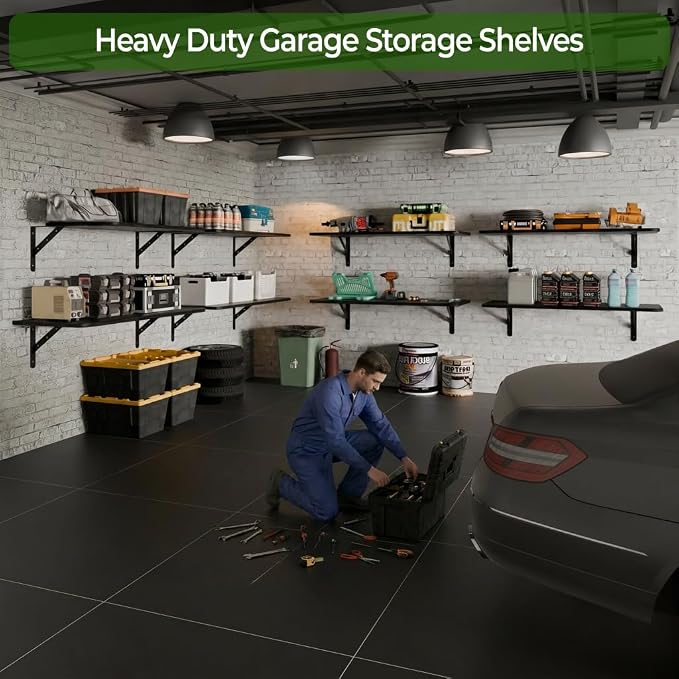Dogsky 2-Pack Garage Storage Shelving Wall Mounted, 4x2Ft Heavy Duty Wood - Image 4
