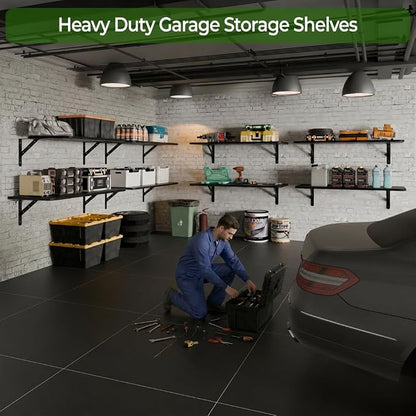 Dogsky 2-Pack Garage Storage Shelving Wall Mounted, 4x2Ft Heavy Duty Wood - Image 4