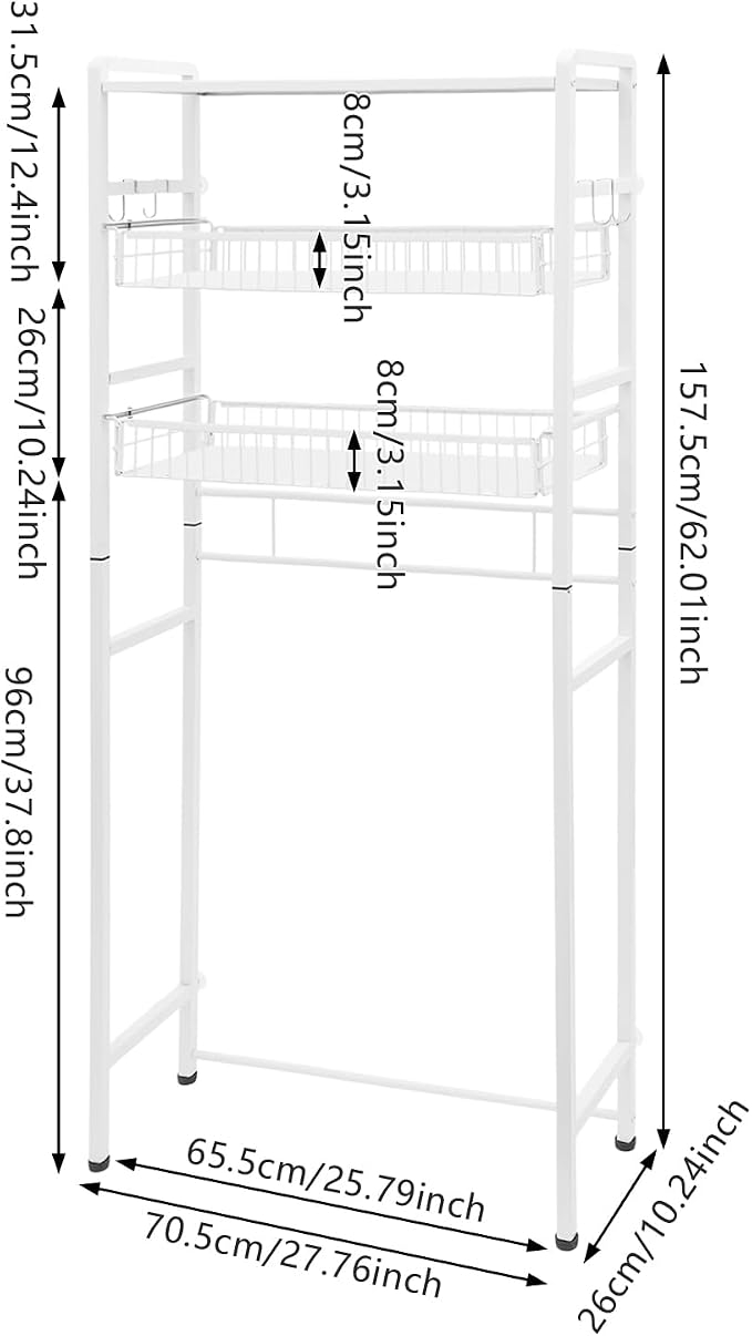 Over Washer and Dryer Storage Shelves, 3-Tier Washing Machine Organizer Rack - Image 3