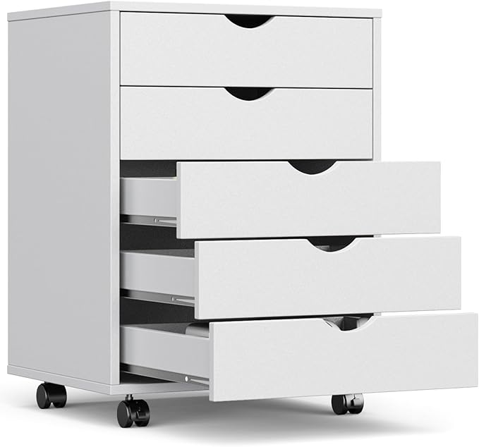 OLIXIS 5 Drawer File Cabinet on Wheels, Printer Stand | Fits Under Desks by OLIXIS