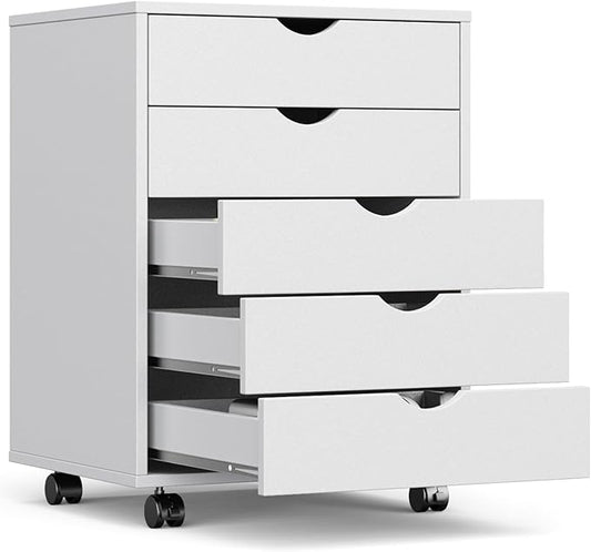 OLIXIS 5 Drawer File Cabinet on Wheels, Printer Stand | Fits Under Desks by OLIXIS