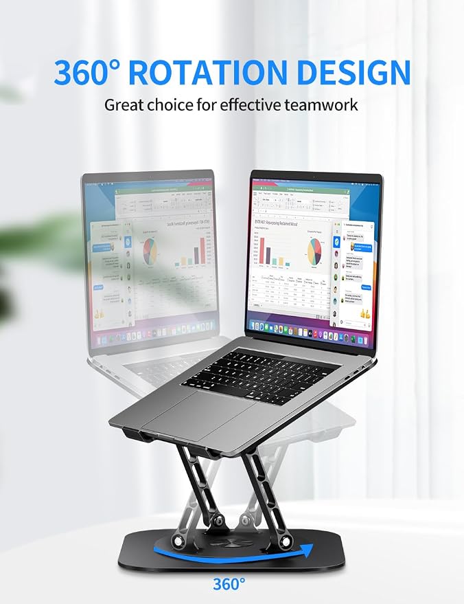 Adjustable Laptop Stand with 360 Rotating Base, Computer Stand - Image 2