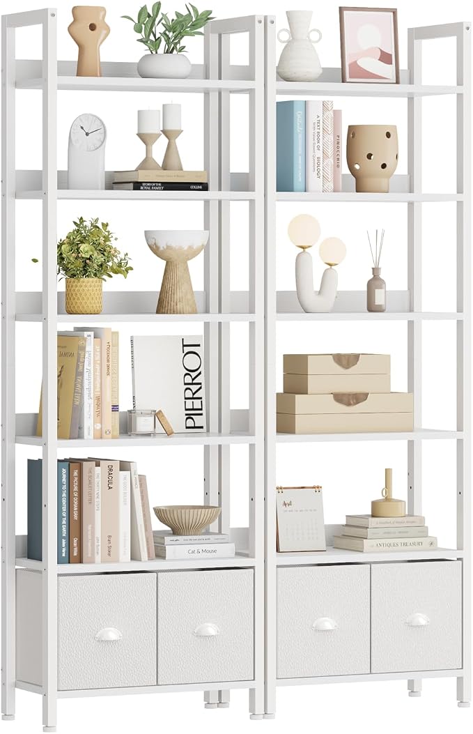 Furologee 6-Tier Bookshelf Set of 2, Tall Bookcase by Furologee