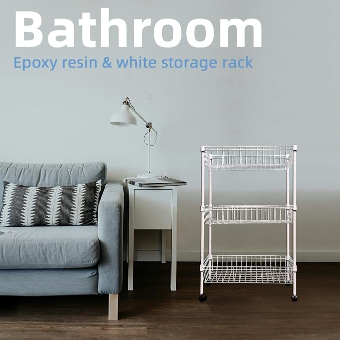 NSF white 3-layer storage rack, refrigerator crevice rack, washing machine - Image 6