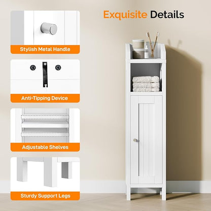 VINGLI Small Storage Corner Floor Cabinet, 7.9" Narrow Toilet Paper Storage - Image 4