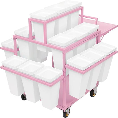Flower Display Stand Cart With 18 Buckets Plant Rack Storage Organizer with - Image 7