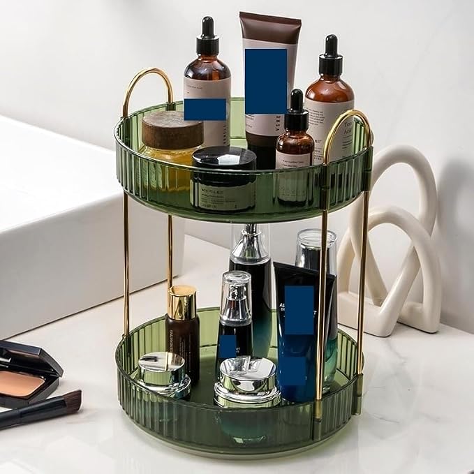 Bathroom Makeup Organizers, 2-Tiers 360° Rotating Makeup Organizer - Image 5