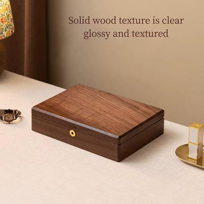 Bescott 2 Layers Solid Black Walnut Wooden Jewelry Box - Image 6