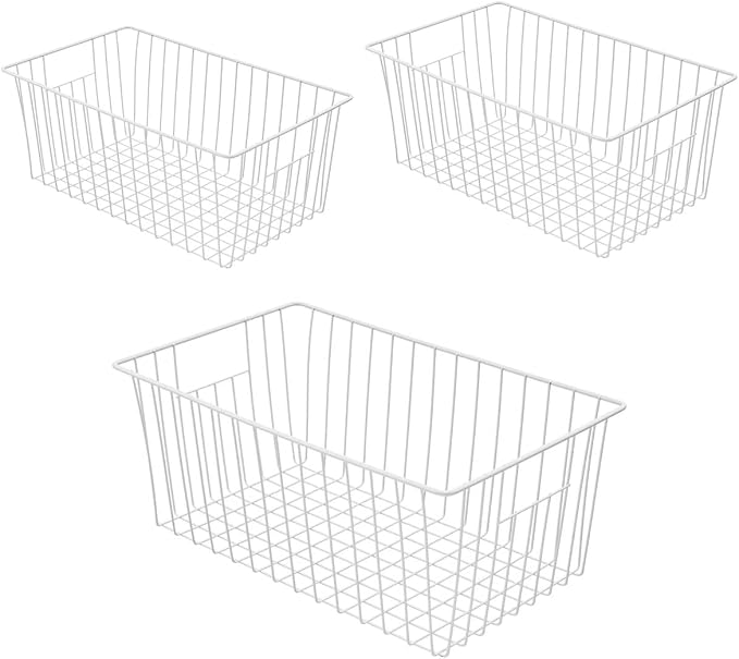 Large Wire Storage Baskets Freezer Baskets Organizer, Refrigerator Metal Wire by lonpute