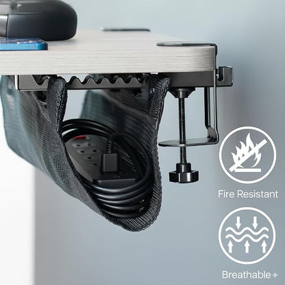 VIVO No Drill Clamp-on 24 inch Mesh Net Under Desk Cable Management Wire - Image 8