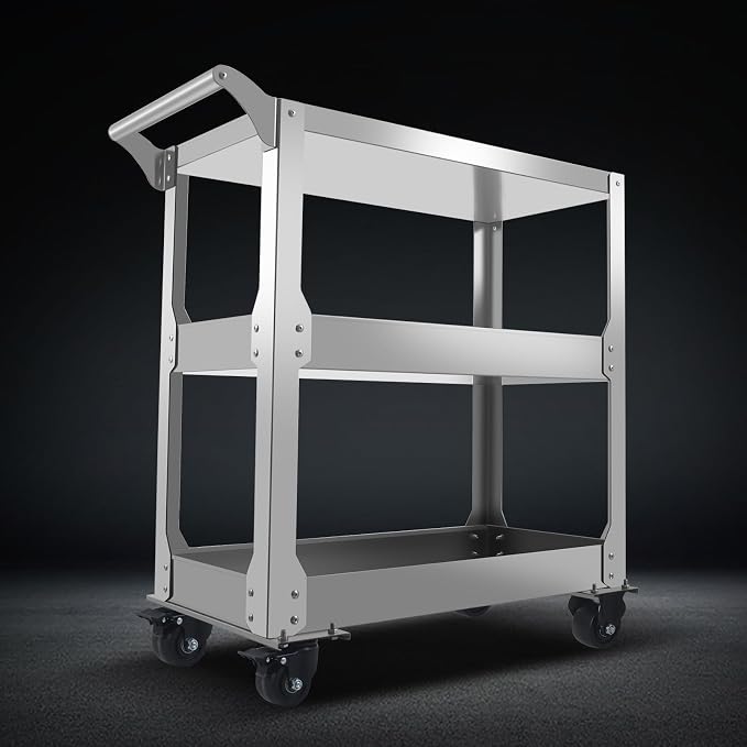 3-Tier Stainless Steel Utility Cart, 1000lbs Capacity - Image 8