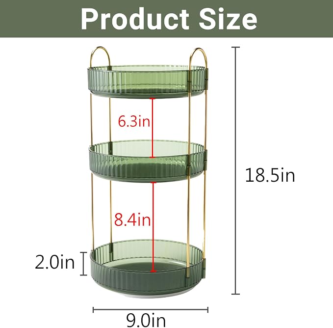 360 Rotating Perfume Organizer, 3 Tier Large Capacity Make Up Organizers and - Image 2