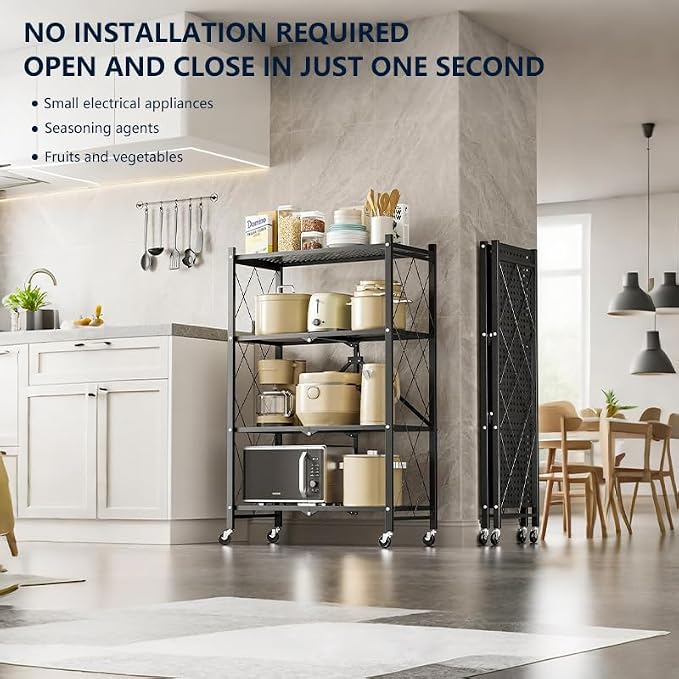 Four-Layer Foldable Storage Metal Shelf - Image 4