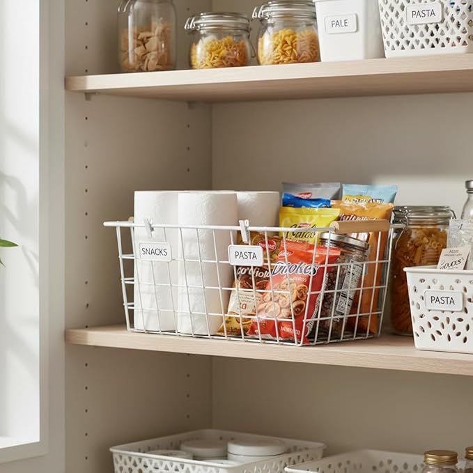 White Metal Wire Food Storage Basket - Image 7