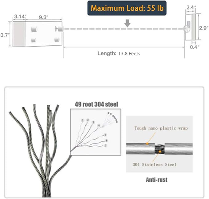 Bakala Retractable Clothesline, Portable Clothes Line Retracting Outdoors - Image 6