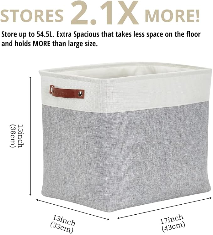 DECOMOMO Storage Baskets | Large Storage Bins 54.5L Fabric Baskets - Image 4