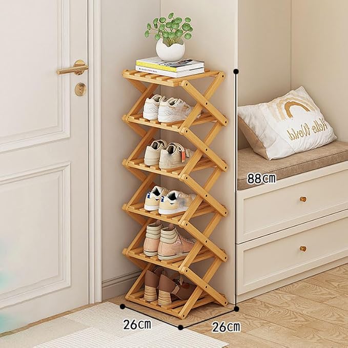 YYW Bamboo Shoe Rack for Entryway, Installation-Free and Foldable Vertical Shoe - Image 2