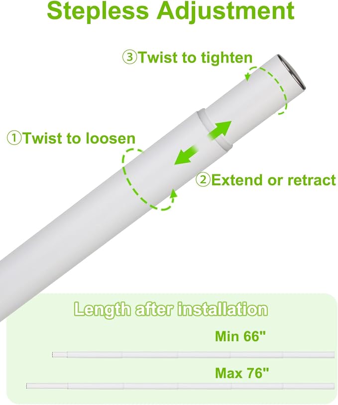 Closet Rod Upgraded Extra Strong, Adjustable Clothes Haning Rod 66 to 76 Inches - Image 2