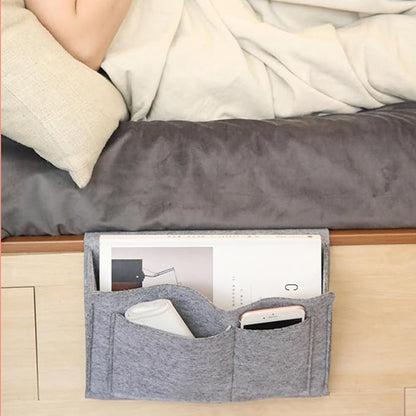 Bringsine 5 Pockets Bedside Caddy, Felt Bed Storage Organizer Hanging Bag Holder - Image 3