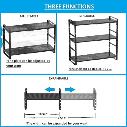Expandable, Adjustable & Stackable Spice Rack, Cabinet Kitchen Countertop Shelf - Image 3