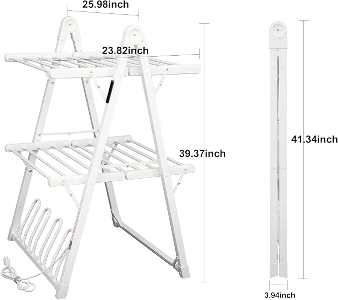 Electric Heated Clothes Drying Rack, Foldable Heated Garment Dryer - Image 4