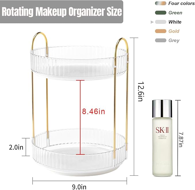 360 Rotating Makeup Organizer for Vanity, Bathroom Countertop Spinning Perfume - Image 4