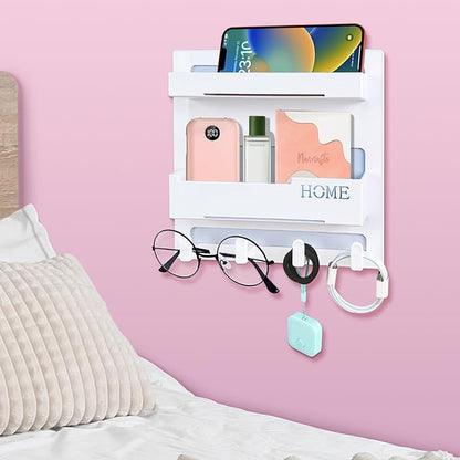 Bedside Shelf Accessories Organizer, Wall Mount Self Stick On, Cute Room Decor by CHENYAOAI