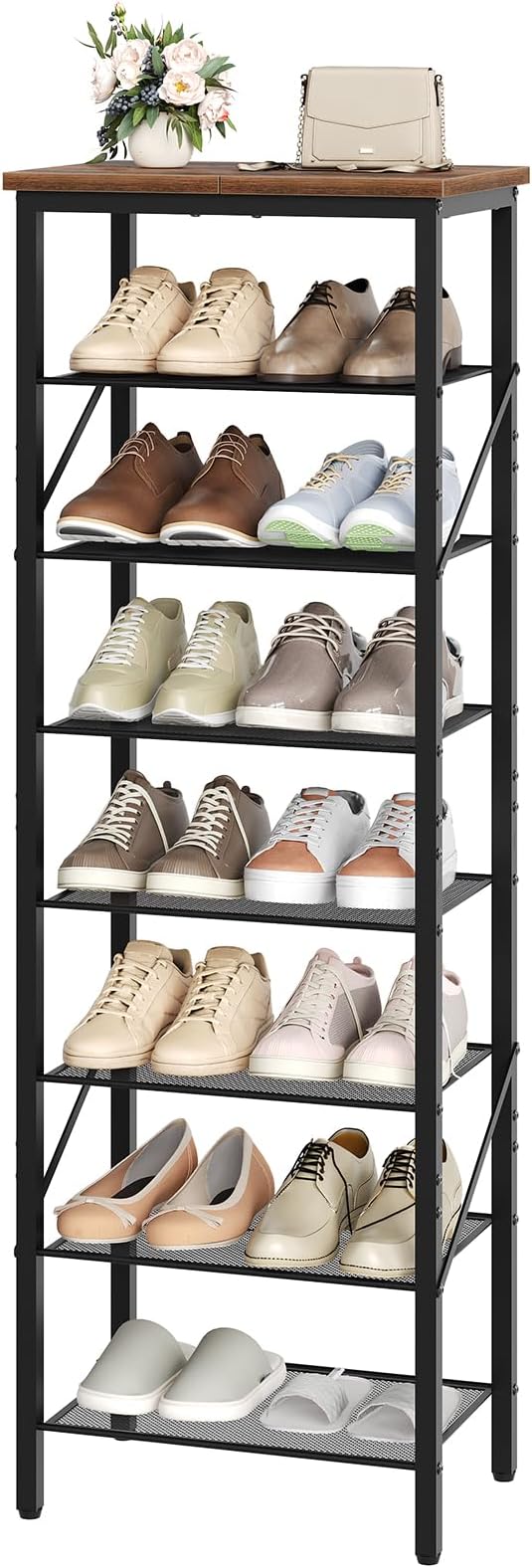 MAHANCRIS 8 Tier Narrow Shoe Rack Organizer, Tall Slim Shoe Storage by MAHANCRIS