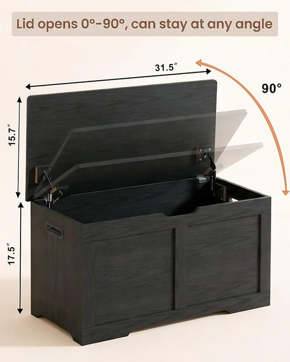Timberer 31.5" Wooden Storage Chest, Extra Large Storage Trunk | Storage Bench - Image 3