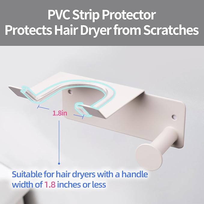Hair Dryer Holder, HairDryer Holder Wall Mounted, Self Adhesive Blow Dryer - Image 2
