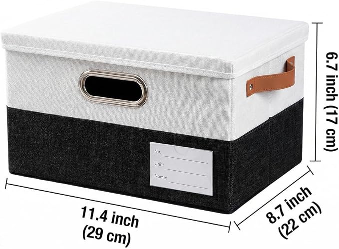 PRANDOM Storage Bins with Lids Linen Fabric Foldable Storage Boxes Organizer - Image 3