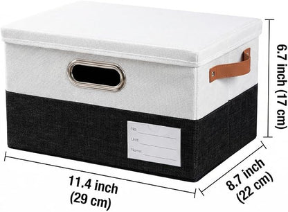 PRANDOM Storage Bins with Lids Linen Fabric Foldable Storage Boxes Organizer - Image 3
