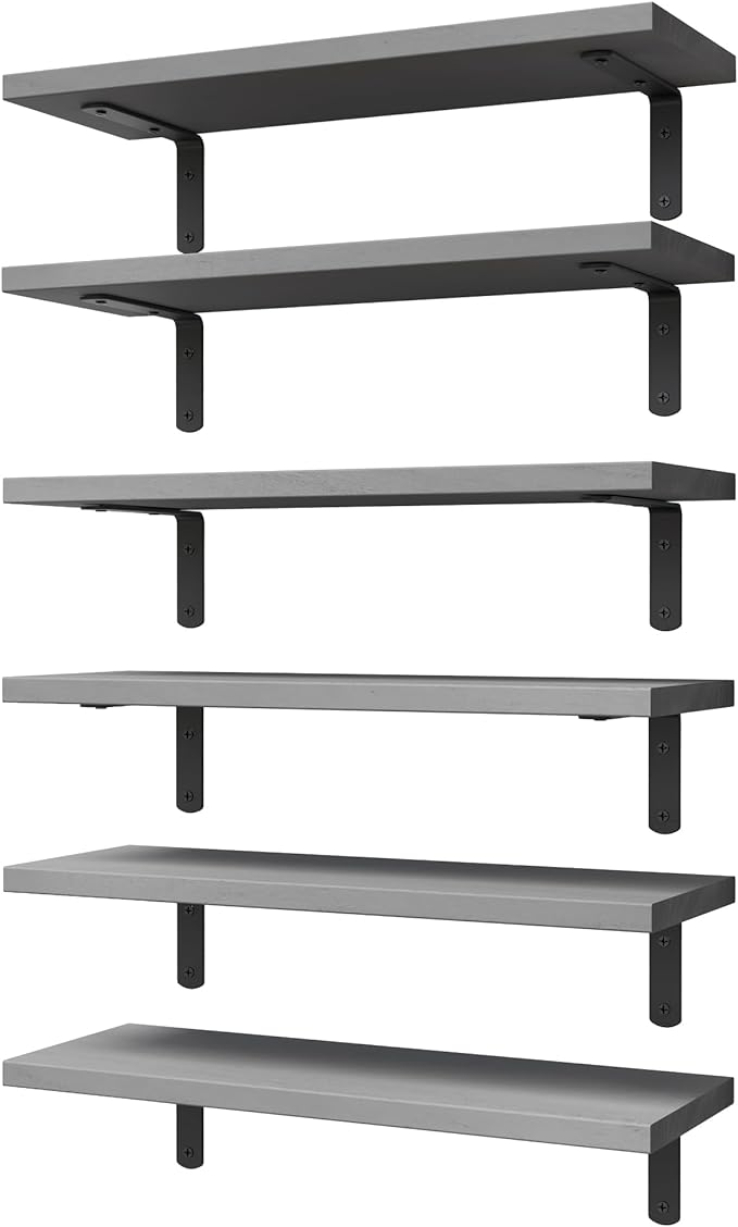 WOPITUES Wood Floating Shelves Set of 6, Shelves by WOPITUESOfficial