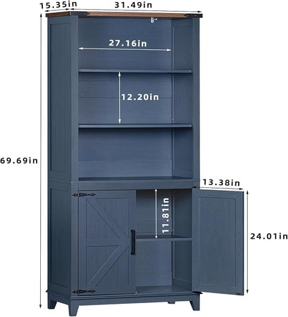 70in Tall Bookshelf 5 Tier Bookcase - Image 2
