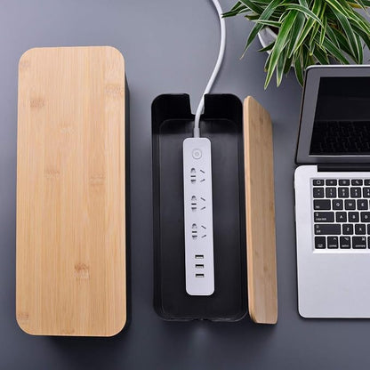 2 Pack Large Cable Management Box – Wooden Style Cord Organizer Box and Cover - Image 7
