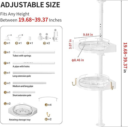 Standing Spice Rack Organizer, Counter Corner Double Tier Lazy Susan, Height - Image 2