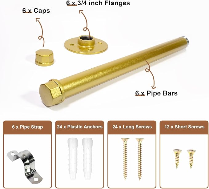 Pintuson 6 Pcs Industrial Pipe Clothes Bar 12 Inch - Image 3