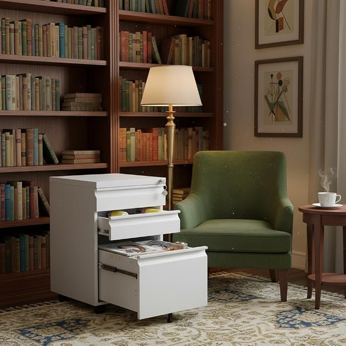 3-Drawer Metal Mobile File Cabinet - Image 7