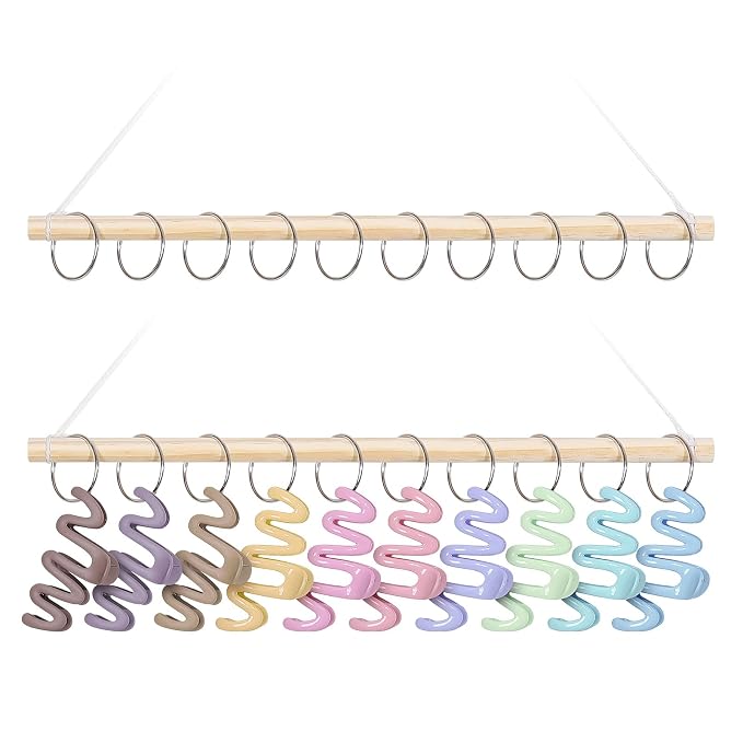 SNOWSTAR Macrame Hair Claw Clip Organizer with10 Metal Rings, Hanging Hair Clip by WelcometoSNOWSTAR