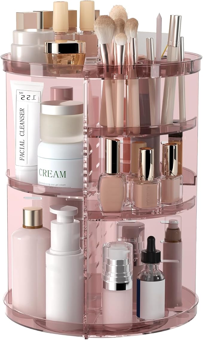 Rotating Makeup Organizer, DIY 8 Adjustable Layers 360 Spinning Skincare by Jiavarry
