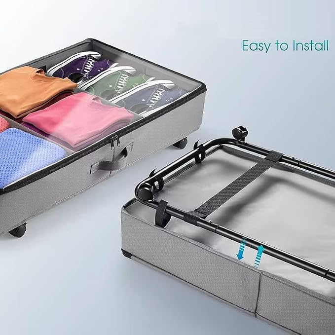 Under Bed Storage with Wheels, Rolling Underbed Metal Drawer, Low-Profile - Image 4